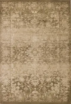 5' X 8' Beige And Tan Floral Distressed Area Rug
