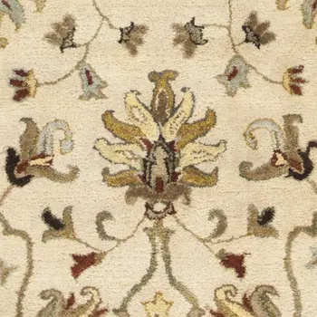 8' Champagne Wool Floral Handmade Runner Rug