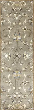 7' Gray And Ivory New Zealand Lambs Wool Floral Hand Tufted Runner Rug