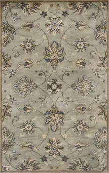 3' X 5' Grey Floral Vines Wool Area Rug