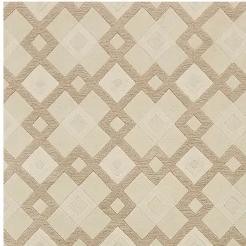 3' X 5' Ivory Geometric Diamonds Wool Area Rug