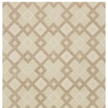 3' X 5' Ivory Geometric Diamonds Wool Area Rug