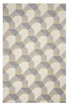 3' X 5' Gray And Ivory Wool Geometric Area Rug