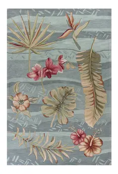 3' X 5' Seafoam Green Botanical Leaves Hand Tufted Area Rug