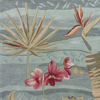 3' X 5' Seafoam Green Botanical Leaves Hand Tufted Area Rug
