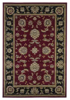 5' X 8' Red And Black Floral Area Rug