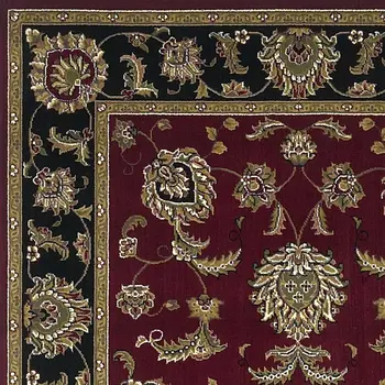 5' X 8' Red And Black Floral Area Rug