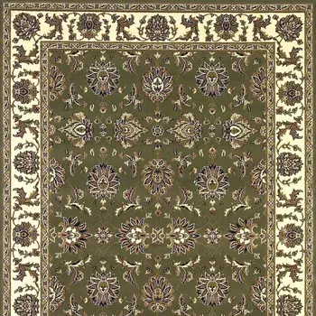 5' X 8' Green And Ivory Floral Area Rug