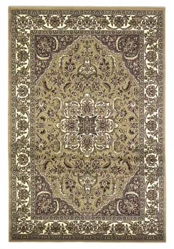 5' X 8' Beige And Ivory Floral Medallion Area Rug
