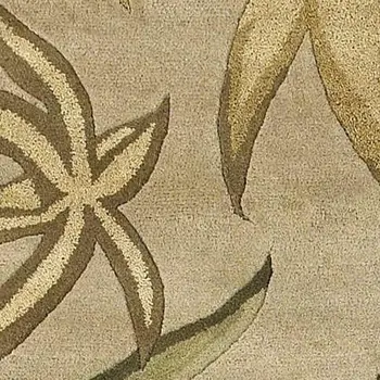 3' X 5' Sand And Beige Wool Botanical Leaves Hand Tufted Area Rug