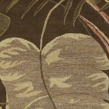 3' X 5' Mocha Leaves Wool Area Rug