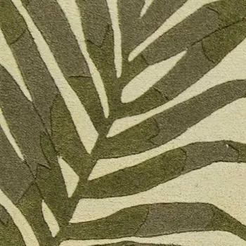 3' X 5' Ivory And Green Wool Botanical Leaves Hand Tufted Area Rug
