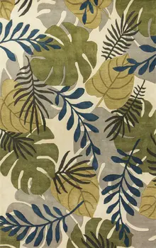 3' X 5' Ivory Leaves Wool Area Rug
