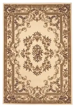 5' X 8' Ivory And Tan Floral Medallion Area Rug