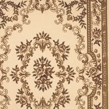 5' X 8' Ivory And Tan Floral Medallion Area Rug