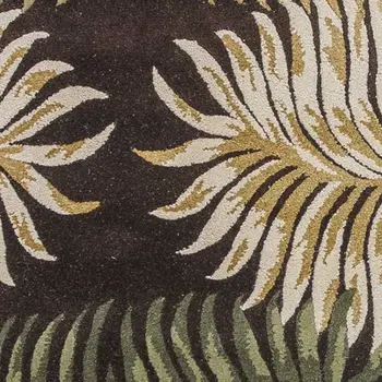 8' Espresso Brown Hand Tufted Tropical Leaves Indoor Runner Rug