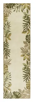 2' X 8' Ivory Leaves Bordered Wool Runner Rug