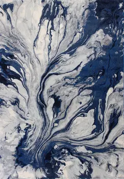 5' X 8' Blue And White Abstract Area Rug