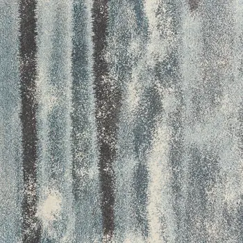5' X 8' Teal Blue And White Abstract Area Rug