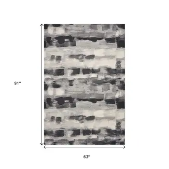5' X 8' Gray And Black Abstract Area Rug