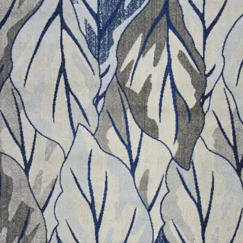 5' X 8' Gray And Navy Blue Tropical Botanical Area Rug