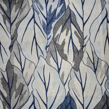 5' X 8' Gray And Navy Blue Tropical Botanical Area Rug