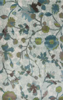 5' X 8' Teal Blue Green And White Floral Area Rug