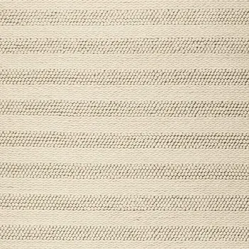 3' X 5' Ivory And White New Zealand Lambs Wool Striped Hand Woven Area Rug