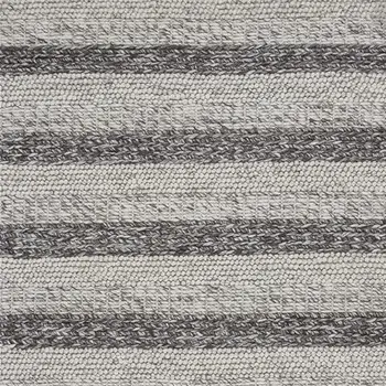3' X 5' Gray And White New Zealand Lambs Wool Striped Hand Woven Area Rug