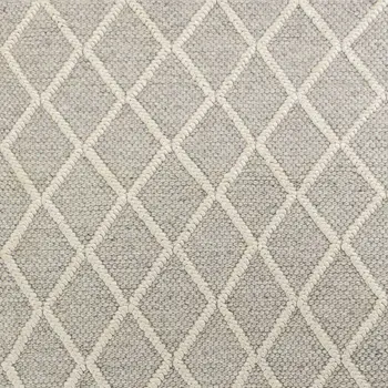 3' X 5' Gray And Ivory New Zealand Lambs Wool Diamond Area Rug