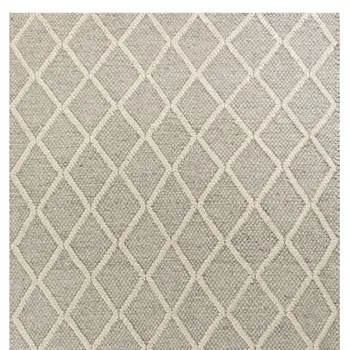 3' X 5' Gray And Ivory New Zealand Lambs Wool Diamond Area Rug