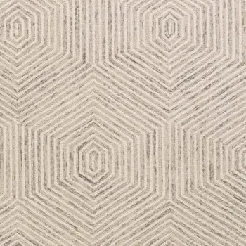 5' X 7' Ivory Geometric Hexagon Wool Indoor Area Rug
