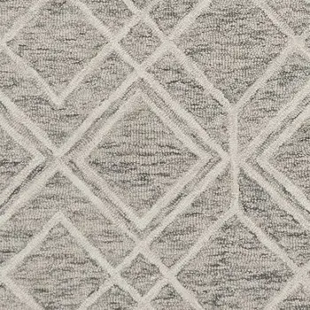 5' X 7' Sand And Light Gray Wool Geometric Hand Hooked Area Rug