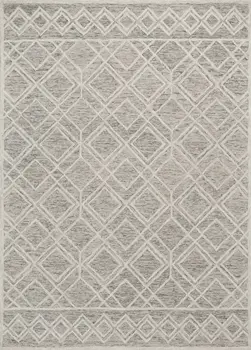 5' X 7' Sand And Light Gray Wool Geometric Hand Hooked Area Rug