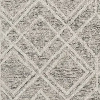 5' X 7' Sand And Light Gray Wool Geometric Hand Hooked Area Rug