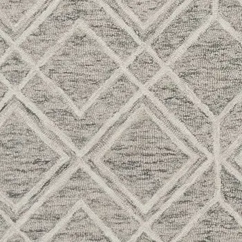 5' X 7' Sand And Light Gray Wool Geometric Hand Hooked Area Rug