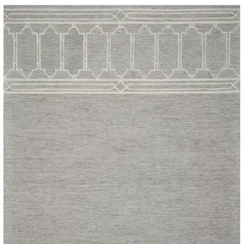 5' X 7' Gray And Ivory Wool Geometric Hand Hooked Area Rug