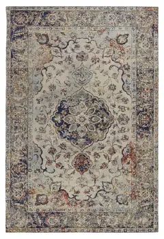 5' X 8' Ivory Floral Medallion Area Rug