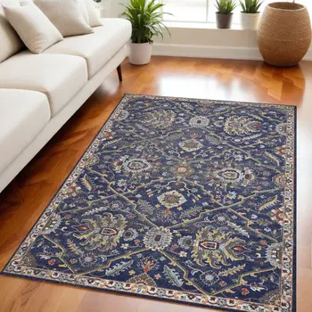 5' X 8' Gold And Ivory Floral Area Rug