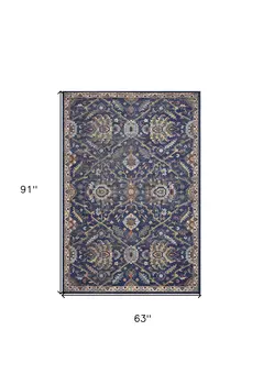 5' X 8' Gold And Ivory Floral Area Rug