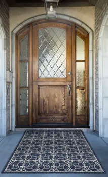 7' X 9' Denim Blue And Ivory Trellis Area Rug