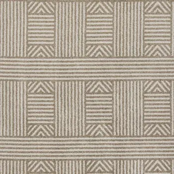 7' X 9' Beige And Ivory Geometric Indoor Outdoor Area Rug