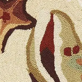 5' X 7' Beige And Brown Seashell and Coral Hand Hooked Area Rug