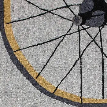 5' X 8' Gray Black And Yellow Abstract Geometric Hand Hooked Area Rug