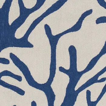 5' X 7' Ivory And Blue Coral Hand Hooked Area Rug