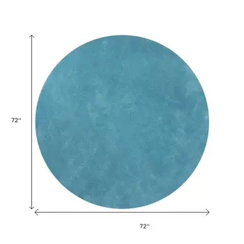 6' Highlighter Blue Round Indoor Shag Rug