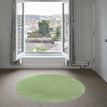 6' Green Shag Hand Woven Round Rug