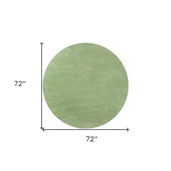 6' Green Shag Hand Woven Round Rug