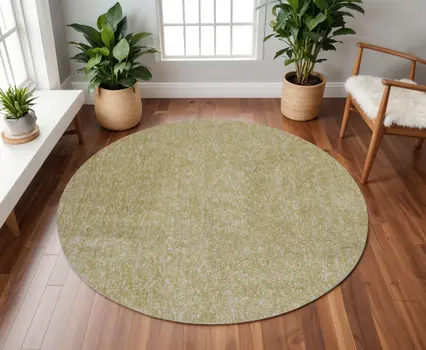 6' Yellow Heather Round Indoor Shag Rug