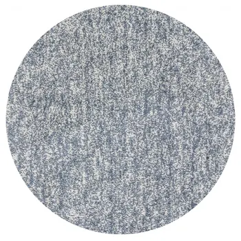 6' Slate Blue And Ivory Hand Woven Round Rug